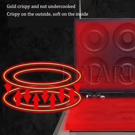 เครื่องโดนัทเชิงพาณิชย์สแตนเลส 5-กริดทำขนม 220V/110V เครื่องขนมขบเคี้ยวเชิงพาณิชย์