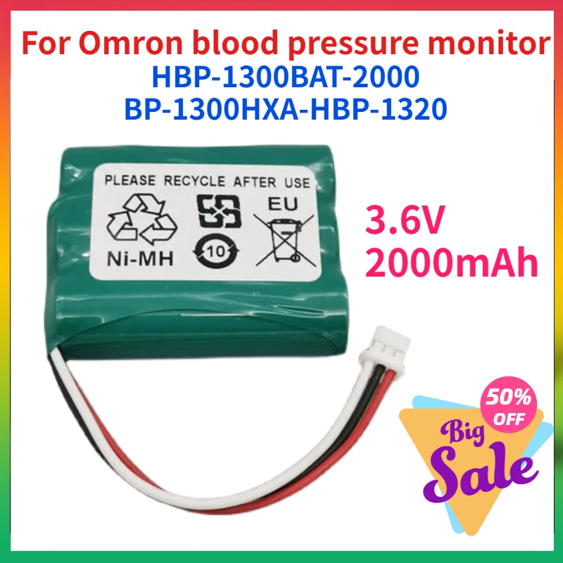 

Upgraded Version 3.6V 2000mAh Replacement NI-MH Battery for Omron Blood Pressure Monitor HBP-1300BAT-2000 BP-1300HXA-HBP-1320