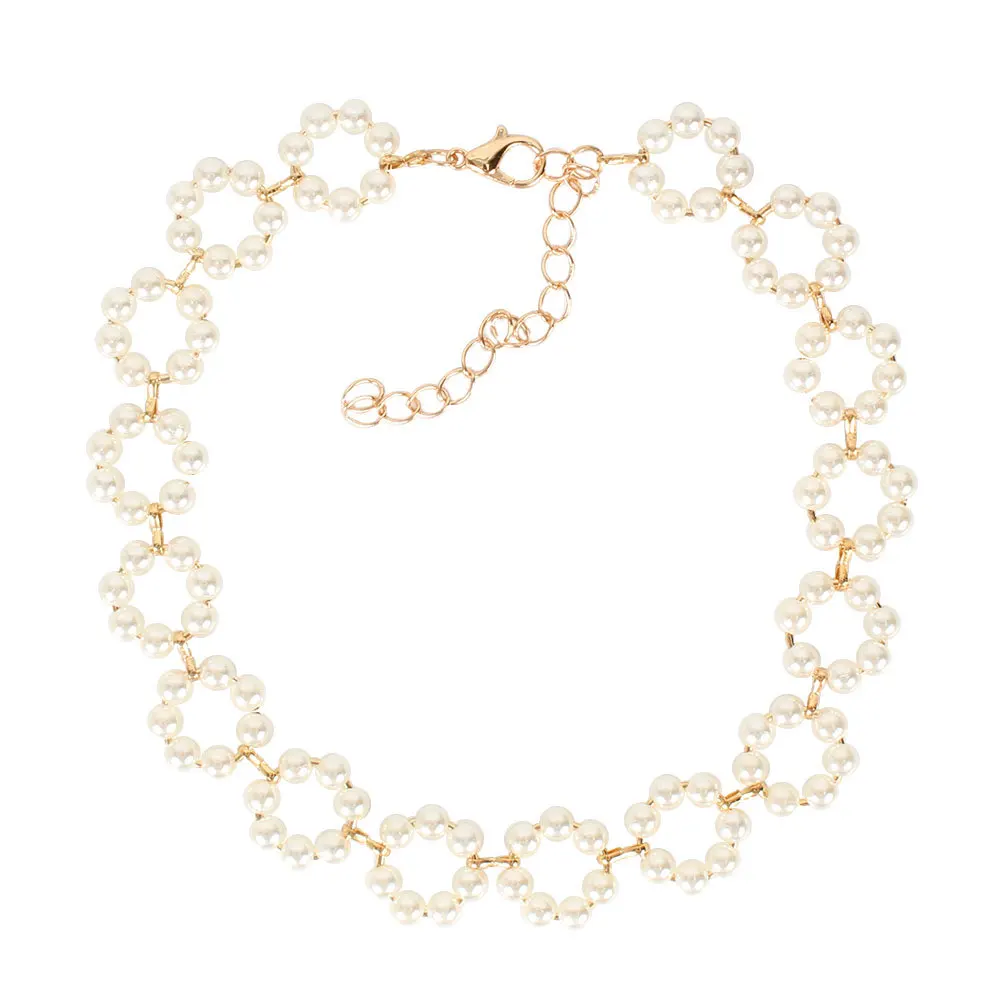 European and American bohemian style neck chain, imitation pearl creative women choker necklace cross-border necklace women 1455