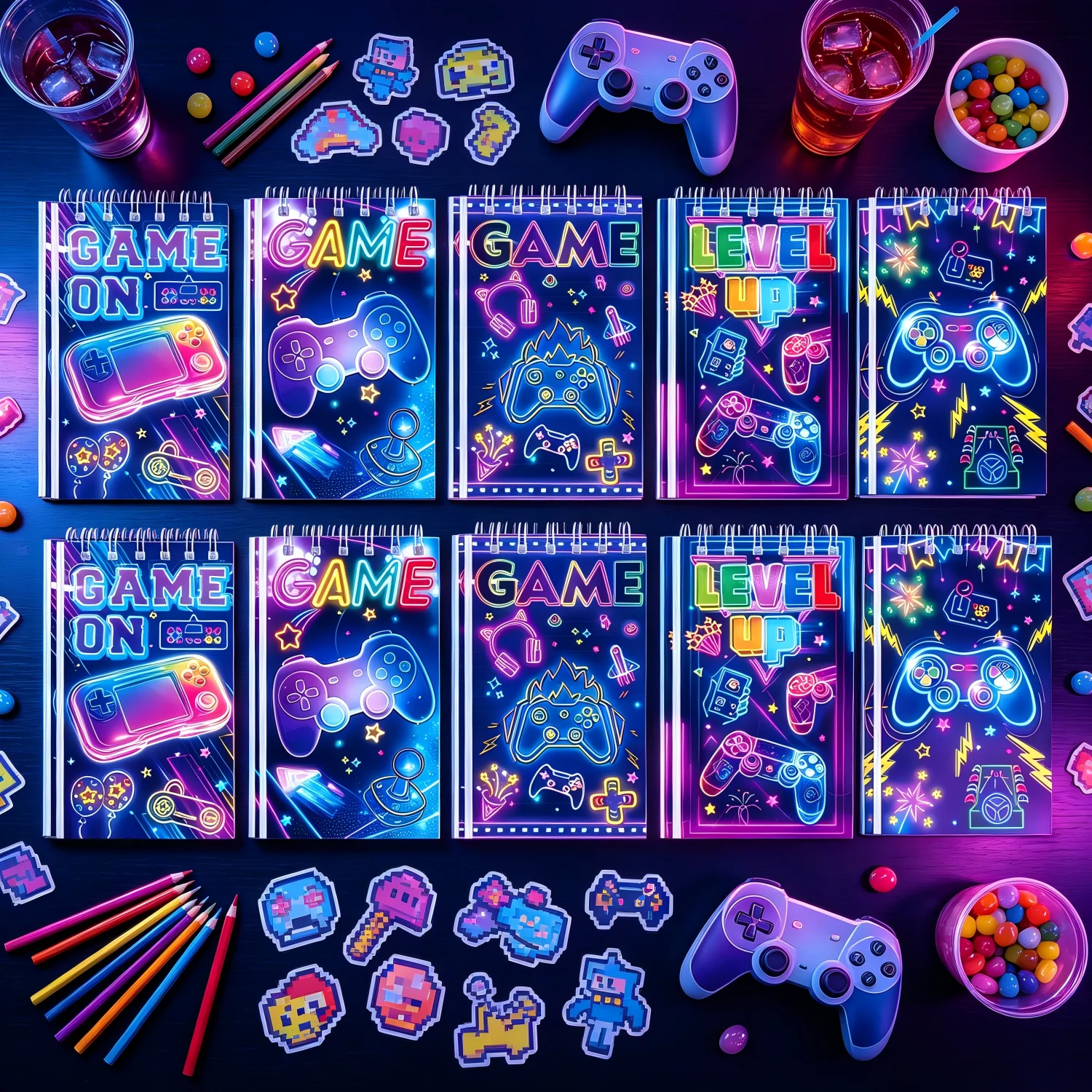 Book Party Games - 12個入り ビデオゲームコイルブック ゲーマー向け ゲームパーティー用ブック ビデオゲーム誕生日パーティー用品用ゲーム誕生日コイルブック