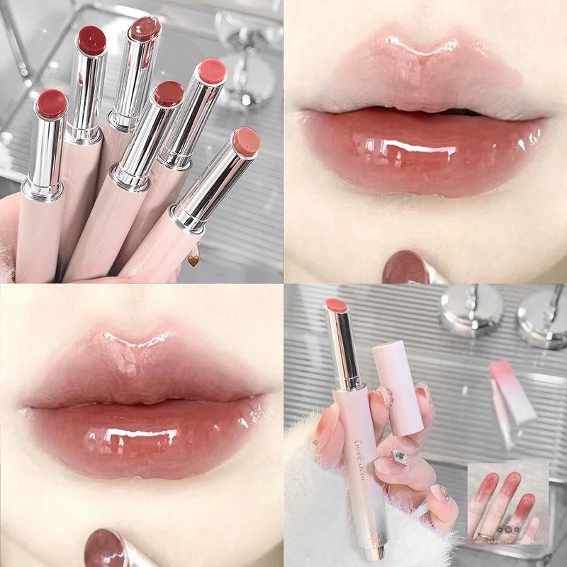 Süßes Gelee, fester Lipgloss, feuchtigkeitsspendender Spiegel, rotbrauner Lippenstift, feuchtigkeitsspendende Lippentönung, Natur, nackte Lippentinte, koreanisches Make-up, Kosmetik