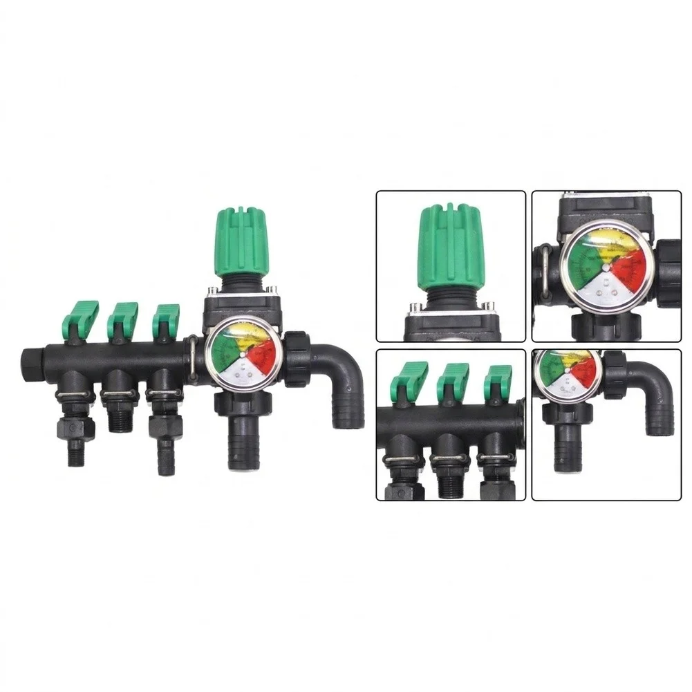 Water Distribution Manifold As Shown 3 Way Water Splitter Abs Plastic Construction Individual Shut-off Valves For Garden Hoses