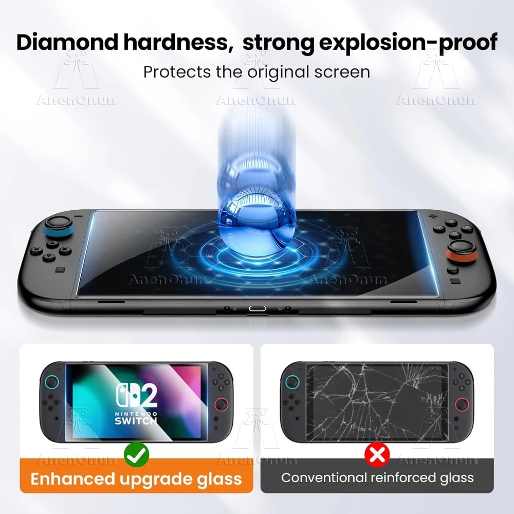 Switch 2 HD 強化ガラス 2.5D カーブエッジ 9H 硬度 飛散防止 傷防止 指紋防止 バブルフリースクリーンプロテクター
