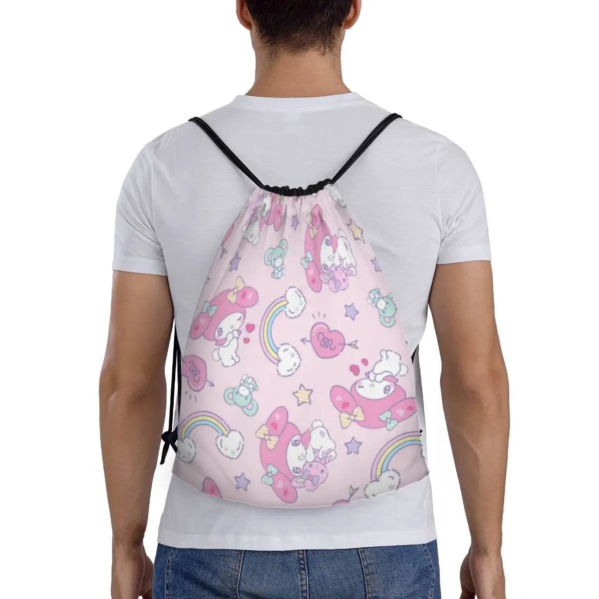 Mochila con cordón My Melody, paquete de almacenamiento de viaje, bolsa de playa para adolescentes, bolsa de zapatos deportiva escolar portátil