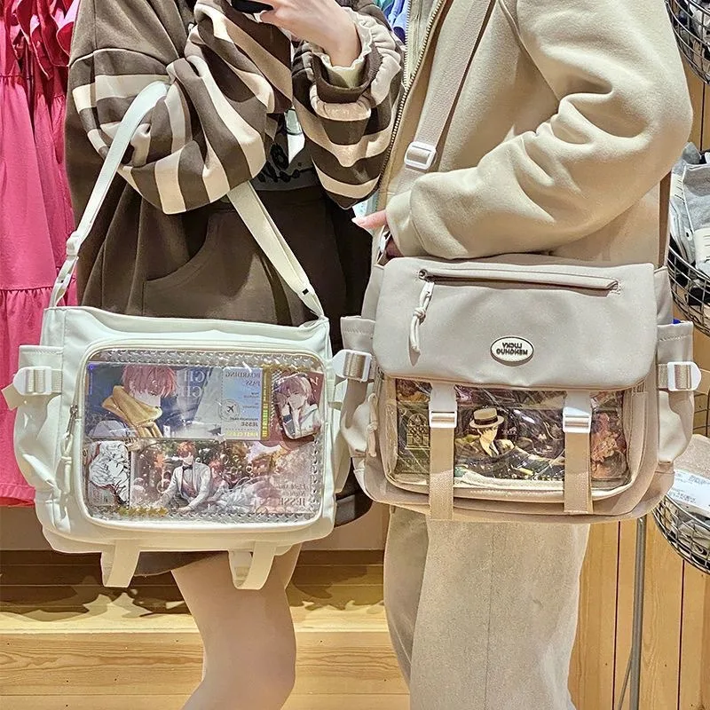 

Вместительные сумки через плечо в стиле преппи для женщин, прозрачная сумка-витрина в японском стиле, итабэг для девочек, сумка через плечо для школьниц и студенток