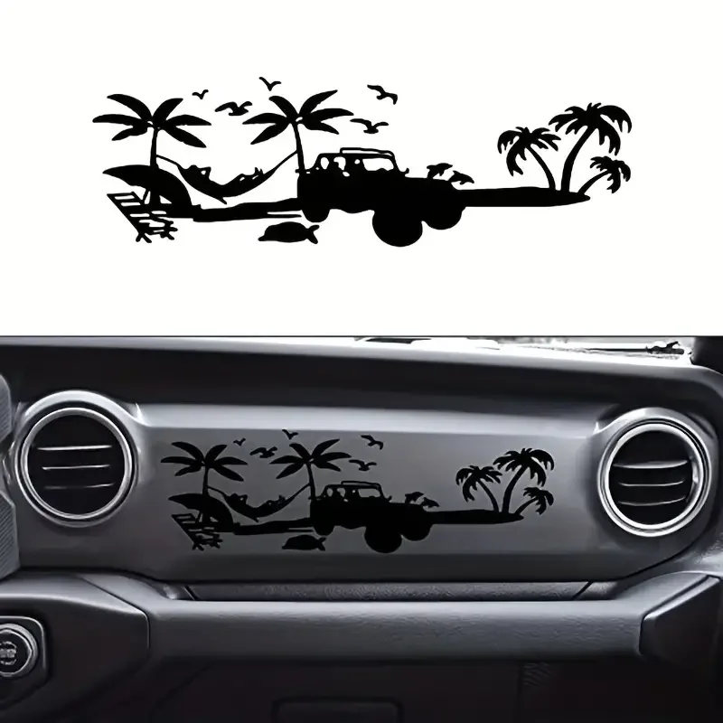 Dashboard Glovebox Beach Scenery Vinyl Car Sticker Suitable For Wrangler JL JLU, For Gladiator JT