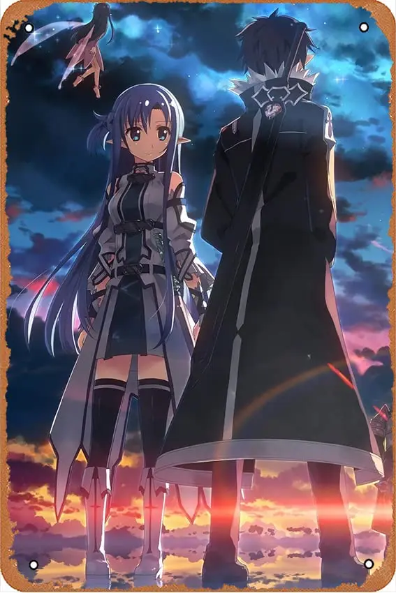 Sword Art Online Posters Kirigaya Kazuto Yuuki Asuna Plaque Poster Metal Tin Sign 8