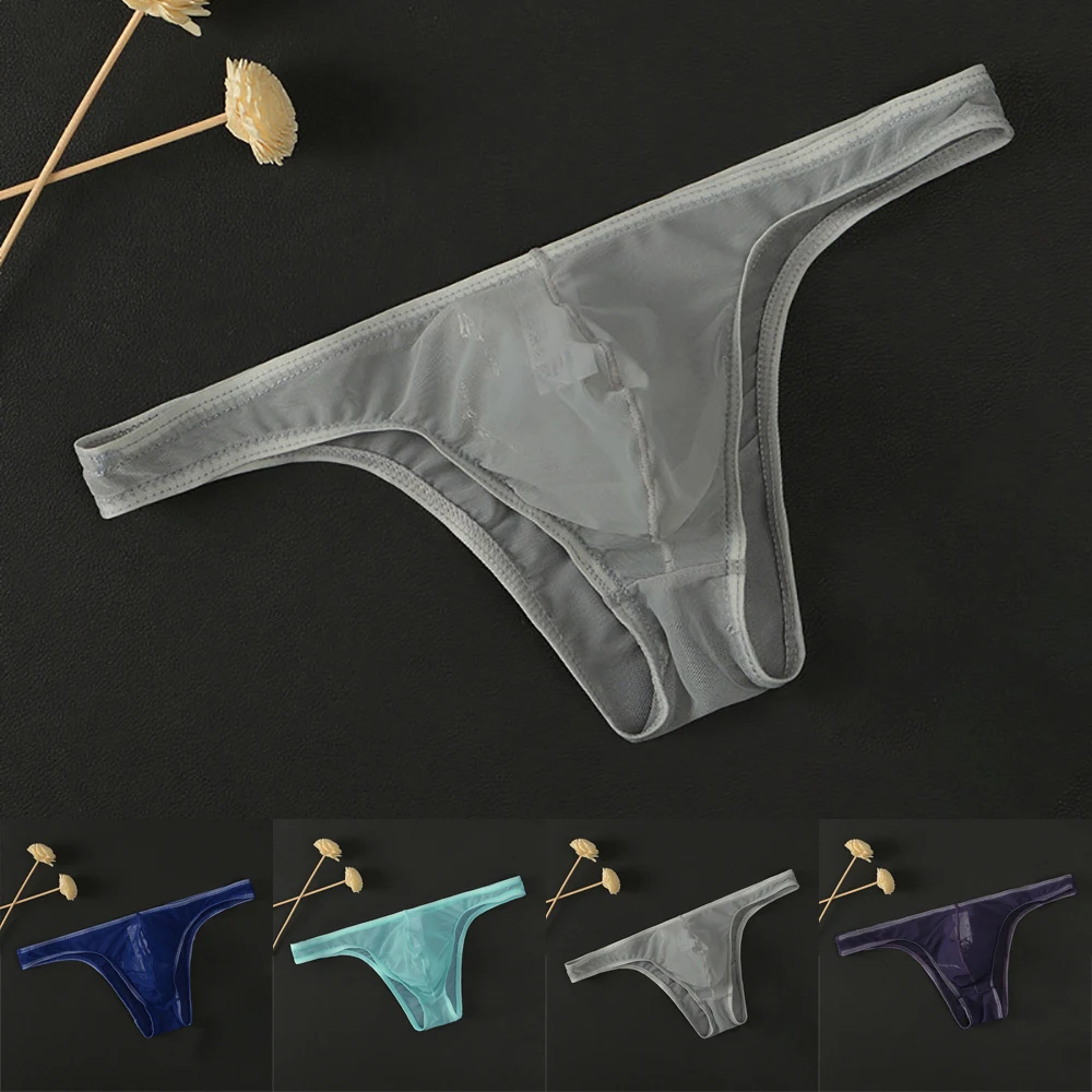 حار بيع رجل مثير الملابس الداخلية ملخصات الصيف الرجال \\\'s ملخصات الجليد شفافة منخفضة الخصر مثير سراويل مثلي الجنس سلس حريري السروال #6