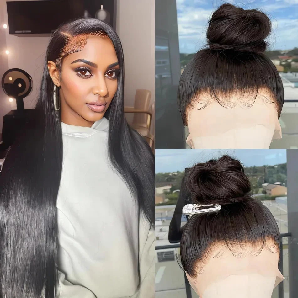 Straight High Density 360 Full Lace Frontal Wig 32 36 38Inch For Women Preplucked Remy 13x4 13x6 HD Lace Front Wig 180 Density