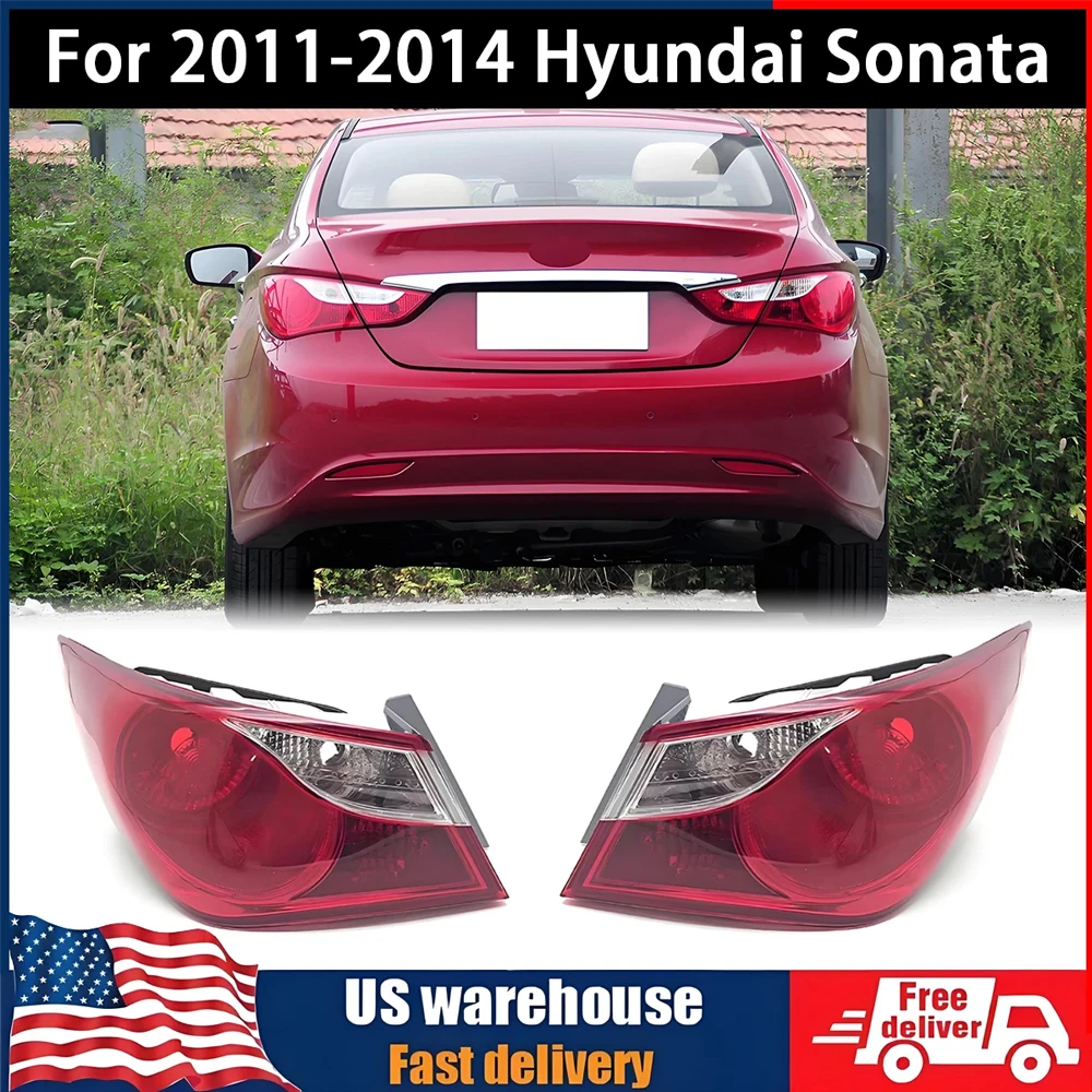 

1 пара новых автомобильных задних фонарей в сборе, левый и правый указатель поворота для Hyundai Sonata 2011-2014, задний фонарь в сборе, не с галогенным покрытием