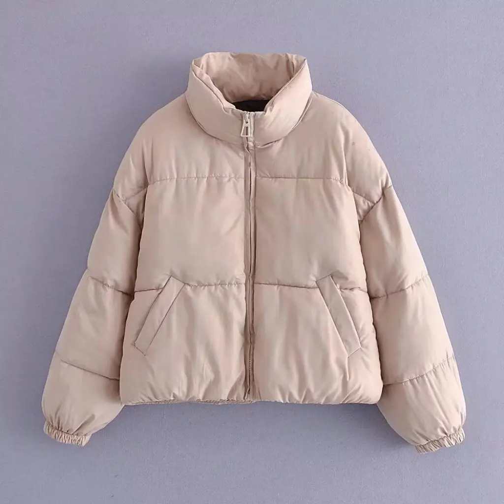 

Winter Women's Fashion Elegant Urban Casual Stand Collar Bread Coat Solid Color European American Style New