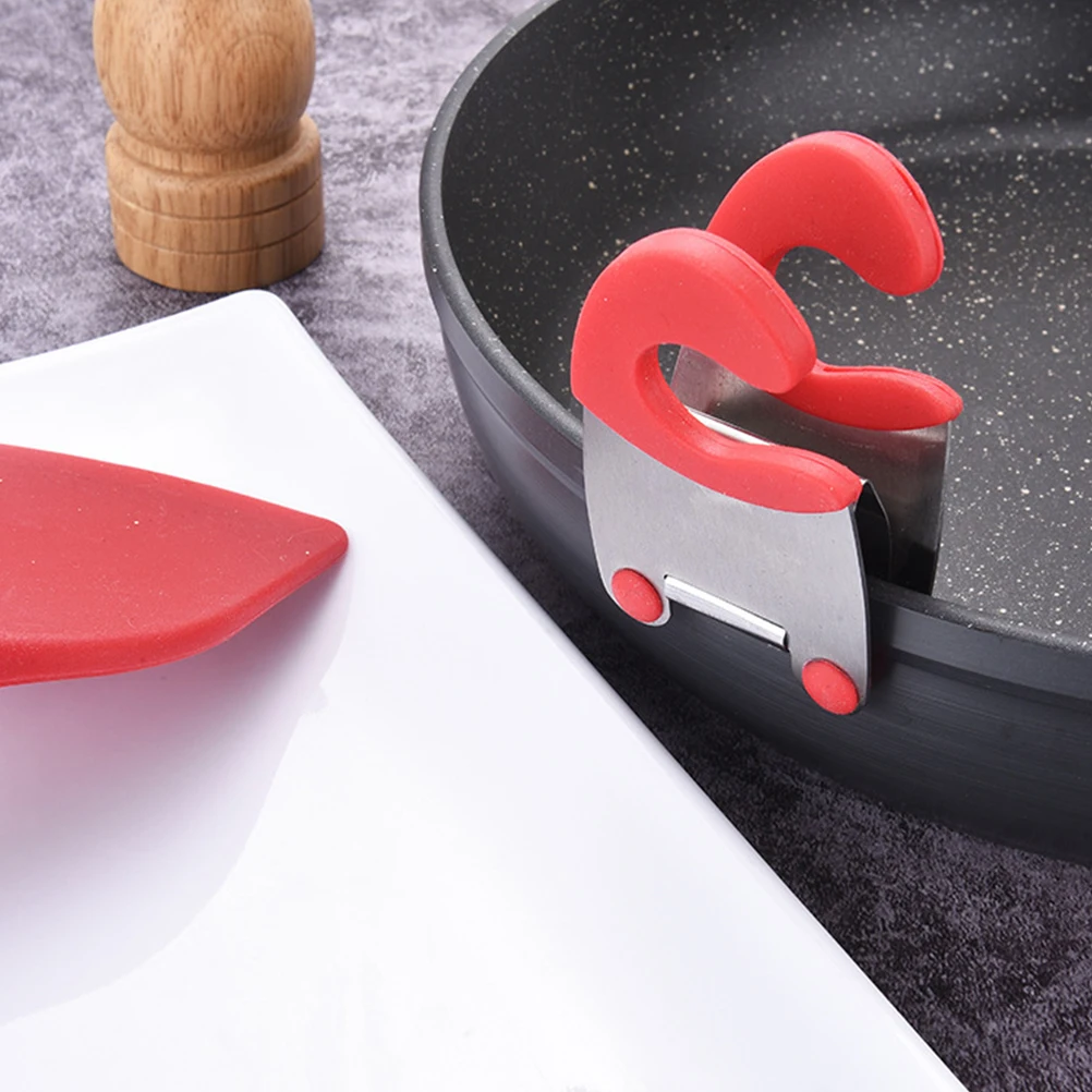 

4 Pcs Pot Side Clips Stainless Steel Kitchen Supplies Spoon Spatula Soup Pot Helper Easy Storage Non Rust Fade Resistant