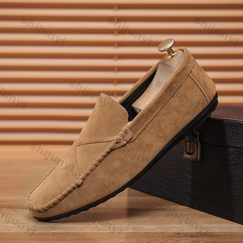 2026 Summer New Non Slip Men's Flats Fashion Shallow Slip on Loafers Comfortable Sewing Comfort Round Toe Outdoor Casual Shoes