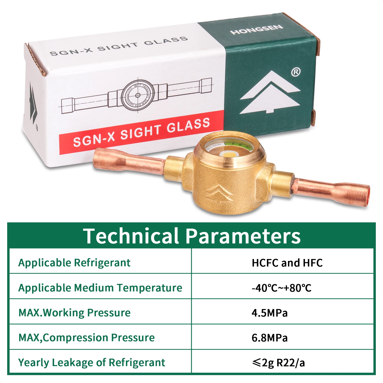 YAO Hong Sen SGN-X Sight Glass Suitable for Central Air Conditioning Equipment and Compressors Welding Freezer