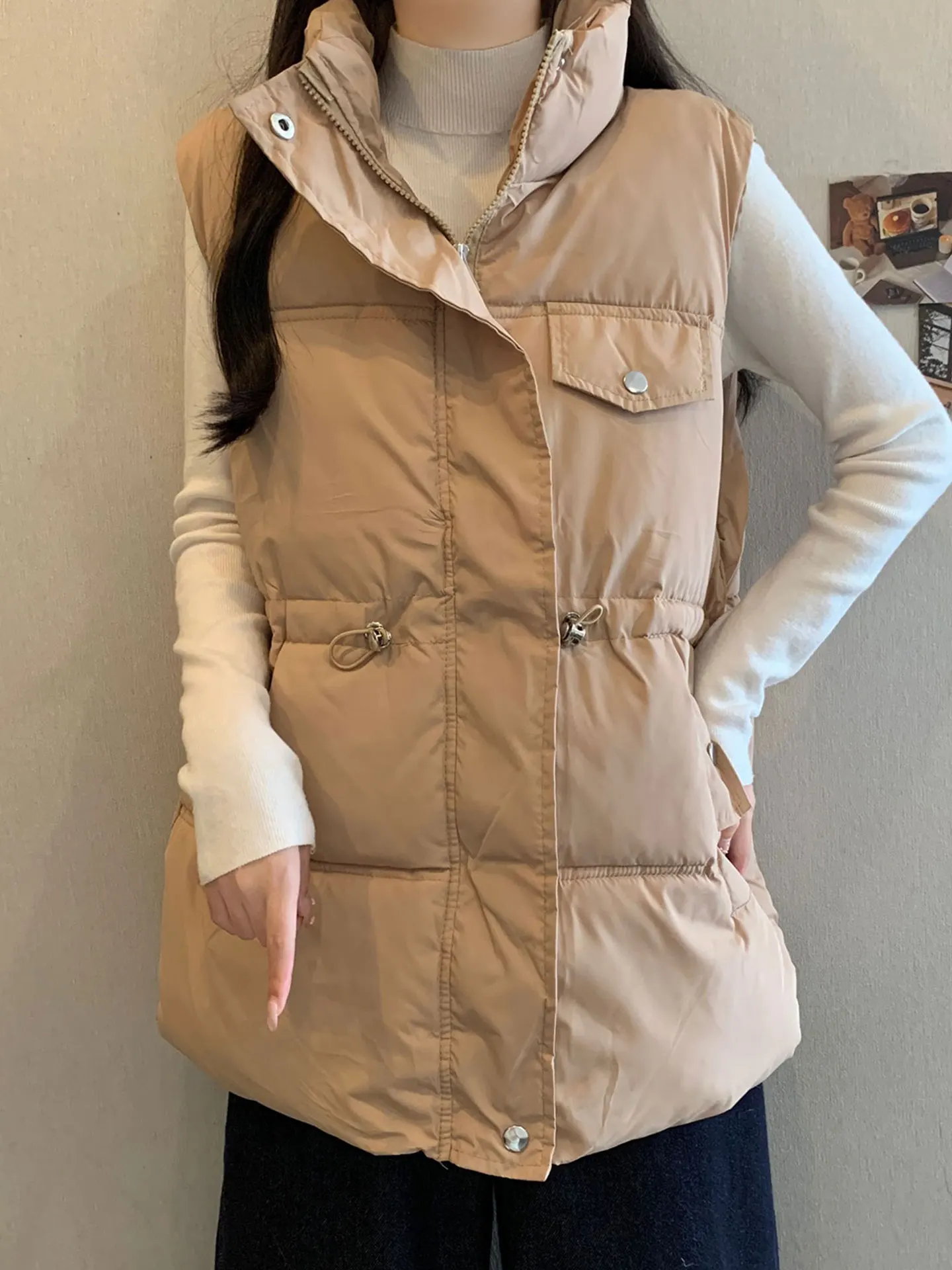 

Warm Cotton Vest Jacket Women's plus Size Loose Mid-Length Slimming Winter Outerwear Comfortable Breathable Korean Style