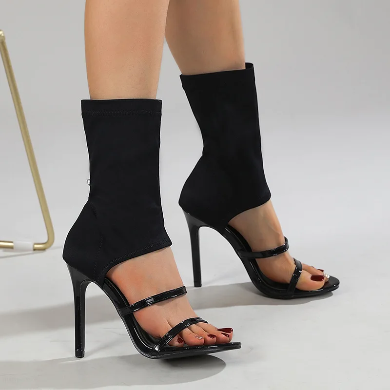 

Summer Fashion New Stretch Cloth Stiletto High Heel Open Toe Sandals Women's Shoes