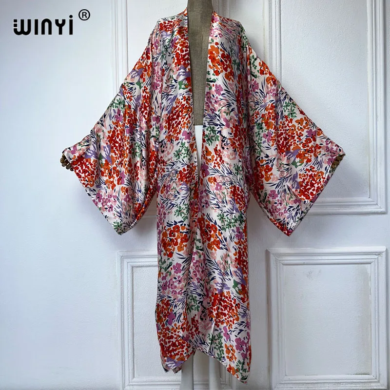 WINYI Women Bohemian Tie-dye print Elegant Casual dress African Cardigans Outerwear For Women Summer Sexy Lady Swimwear Kimonos