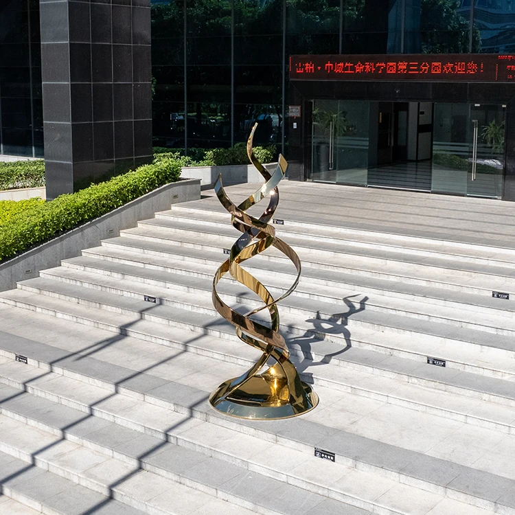 #￥Customizable Modern Electroplating Gold 2.5 M Metal Crafts Outdoor Garden Decor Stainless Steel Abstract Sculpture
