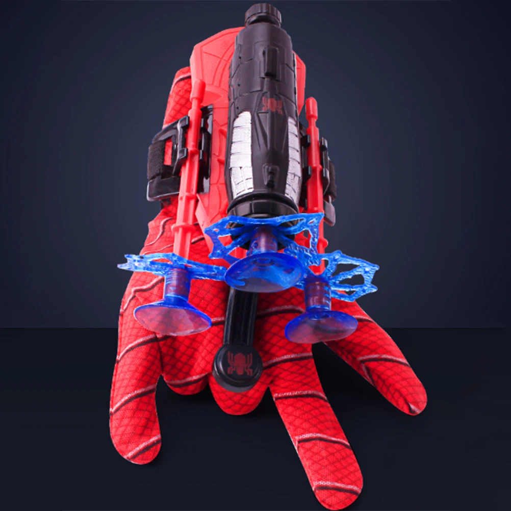 New for spiderman  Anime Figure Figures Kawaii Kids Plastic Role Play Gloves Launcher Set Wrist Toy Set