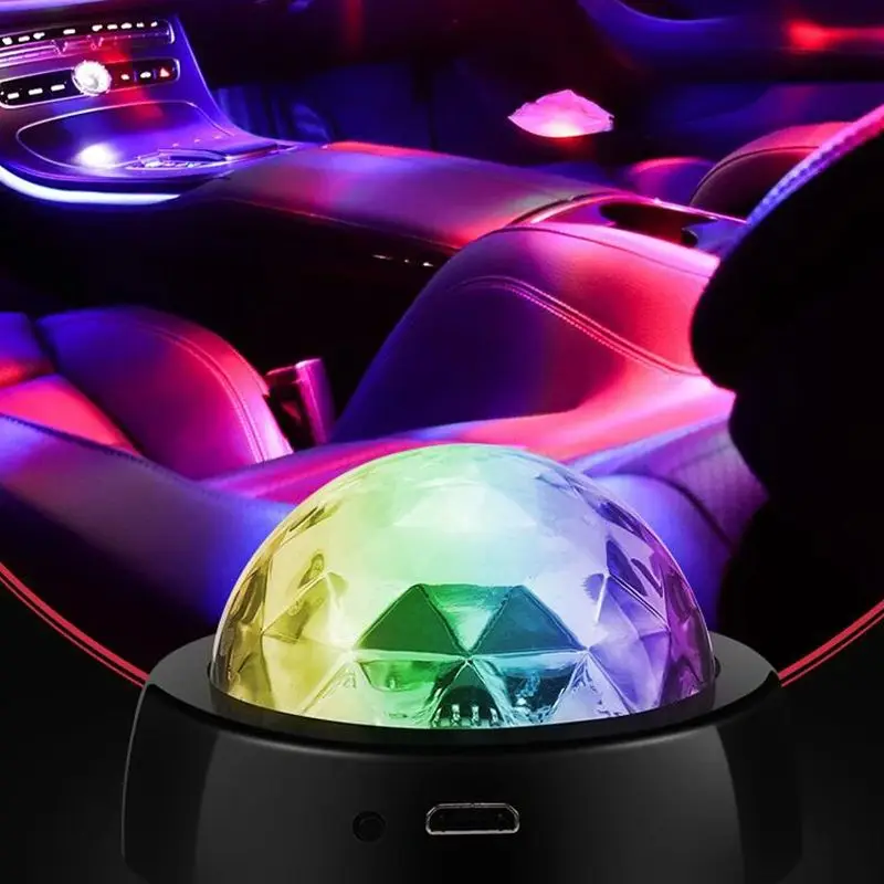 Mini Disco Lights, Magic Ball Lights, LED Stage Lights, Car Atmosphere DJ Light Sound Activated, with Powerful Magnet, Adhesive
