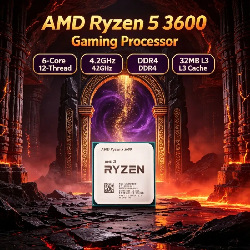 AMD Ryzen 5 3600 R5 6-Core 12-Thread 7nm 3.6GHz Up to 4.2GHz L3=32M 65W Socket AM4 DDR4 PCIe 4.0 Gaming CPU for Design