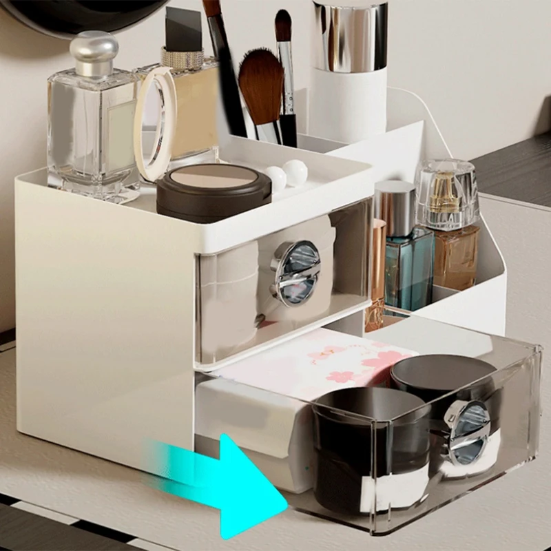

Rog-eyMakeup Organizer with Clear Drawers, Plastic Skincare Organizers for Vanity, Large Capacity Makeup Organizer