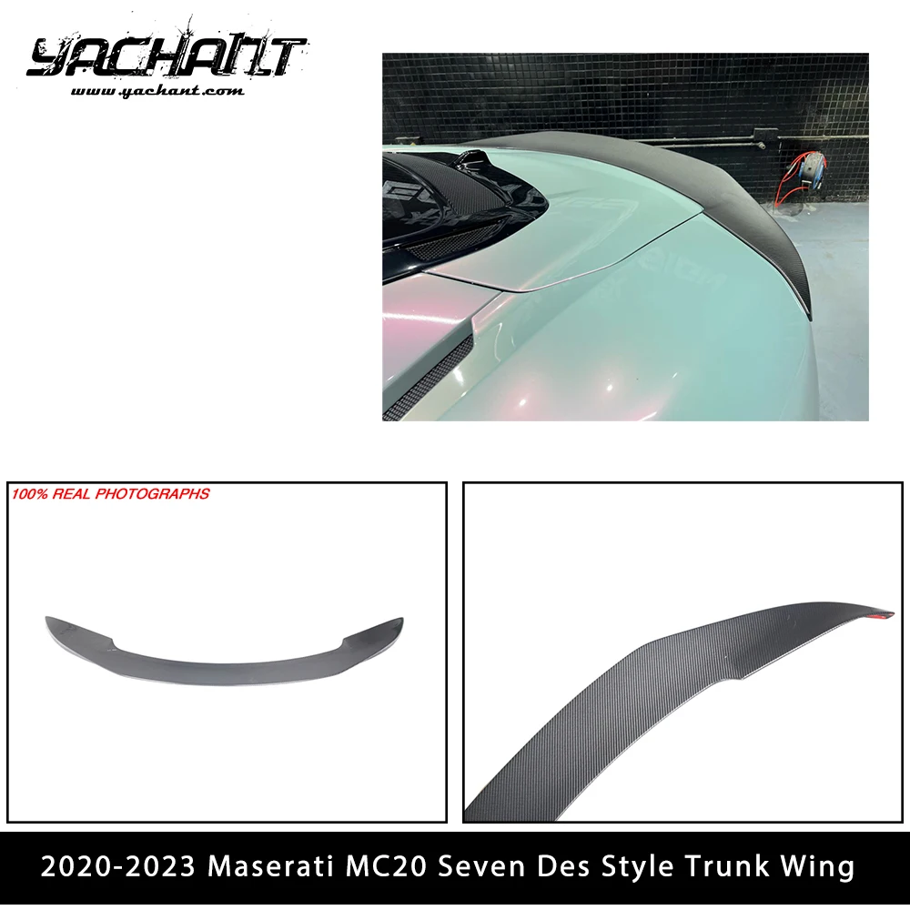 Car Accessories Dry Carbon Fiber DCF Trunk Wing with Des Style Fit For 2020-2023 Maserati MC20 Seven