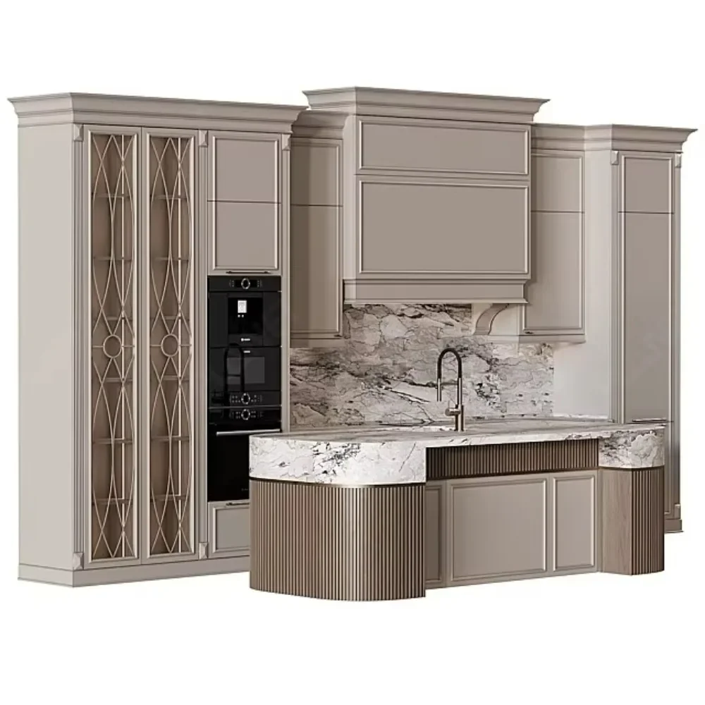 Europe Shaker Modern Kitchen Cabinet with Wood Stainless Steel Kitchen Furniture