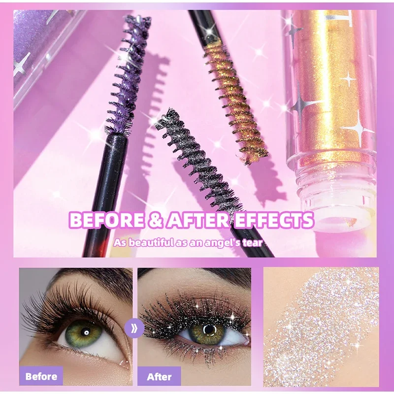 Glanzend Hart Crusher Eye Black Mascara Diamant Mascara Dikke Glanzende Wimper Curling Extension Make-Up Waterdicht Fleuren Ogen