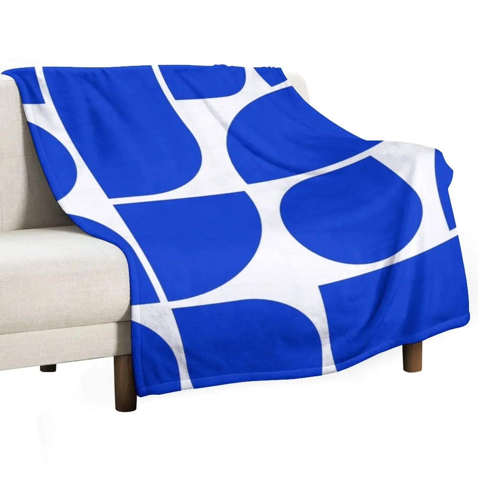 

Minimal Geometric Shapes 05 Abstract Art Mid Century Bauhaus Inspired Persian Blue Throw Blanket blankets ands Blankets