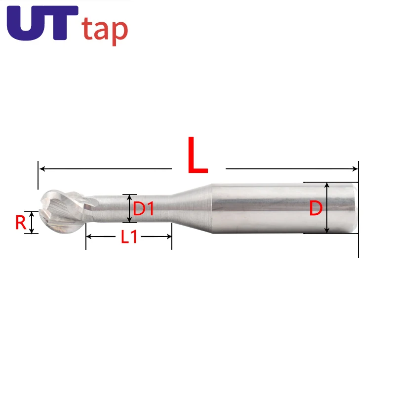 

UT TAP Carbide Lollipop Ball Nose Milling Cutter Rounded T End Mills Tungsten Steel CNC Cutters CNC Tools For Metal Machining