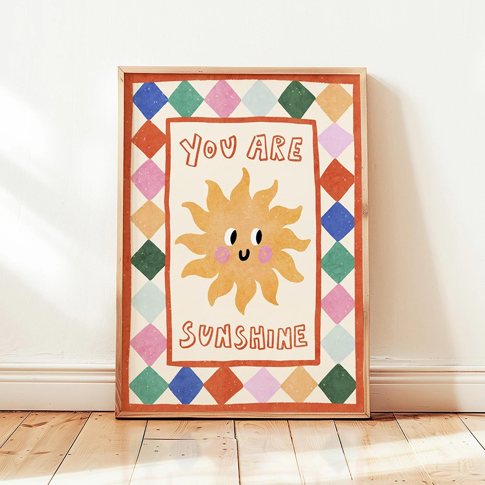 Shooting Heart Print Colorful Star Rainbow Kids Playroom Poster Nursery Toddler Wall Decor Sunshine