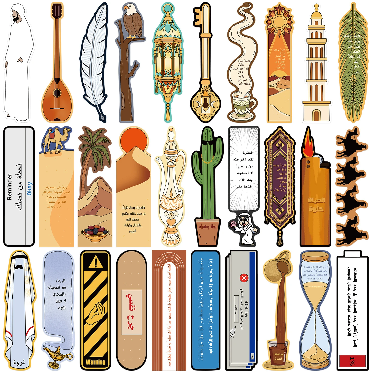 30PCS Arabic Bookmark Decoration Pages Book Mark Cartoon Printing Annotated Notebook Clip Creative Unique Durable Gifts