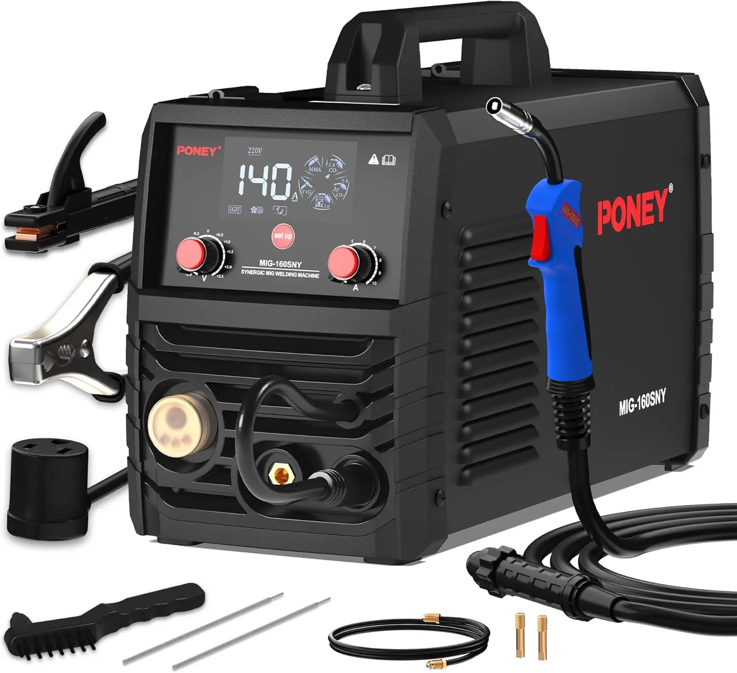 

140A MIG Welder 110V/220V 5-in-1 IGBT Inverter with Digital Display