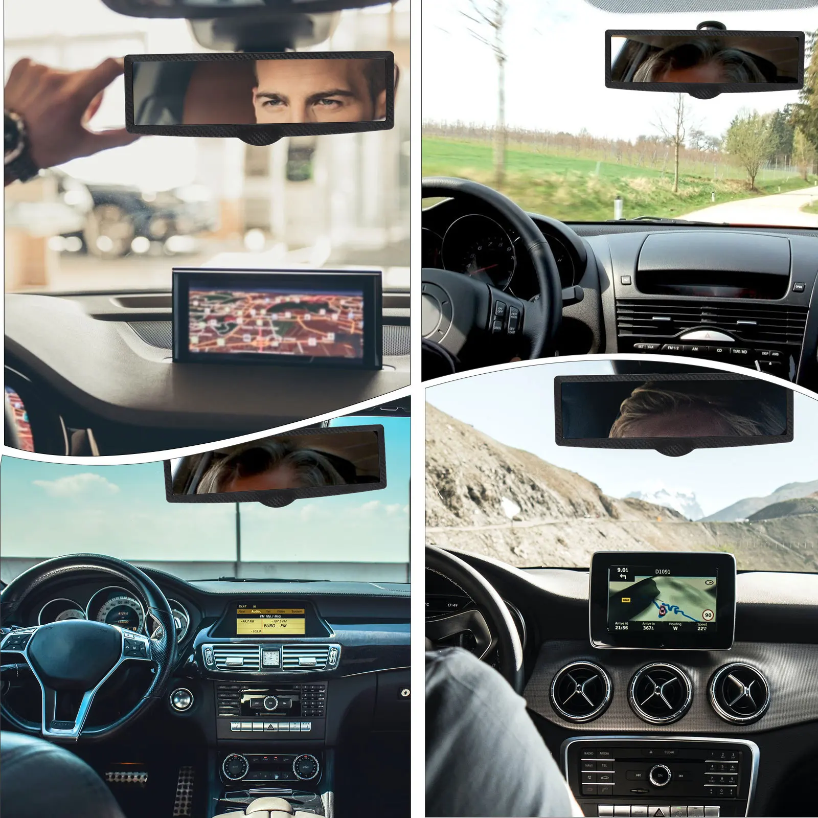 

Auto Interior Rearview Mirror with Strong Suction Base Rotatable Car Rear Mirror for Clear Backward Vision on Road