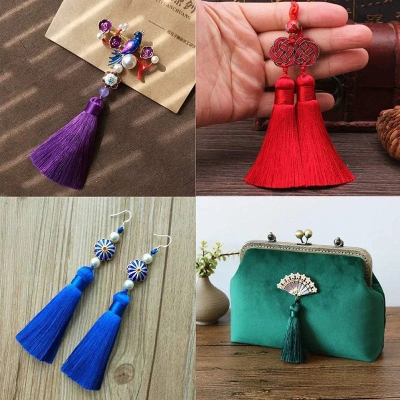 10pcs Silk Tassel Fringe Sewing Bang Tassel Trim Key Tassels For DIY Jewelry Making Home Curtain Craft Decor Accessory Tassels