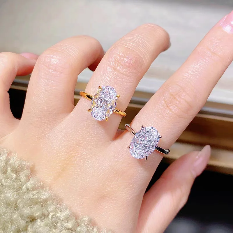 

New Gold Plated Rings For Women Oval Cubic Zirconia Jewelry Wedding Engagement Ring Wholesale Size 5-10