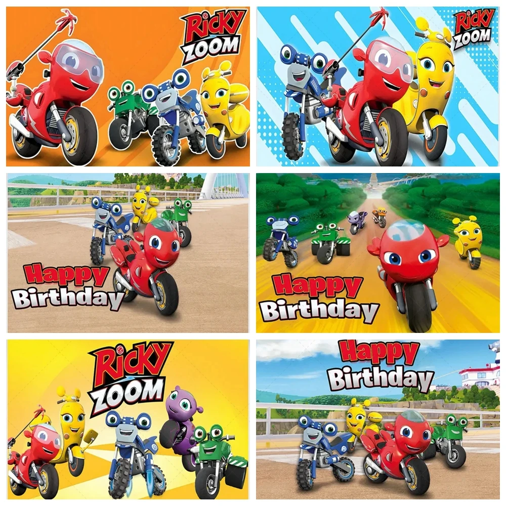 

Ricky Zoom Photography Background For Boys Birthday Party Motorcycle Speed Banner Photo Studio Cartoon Backdrop Props Custom