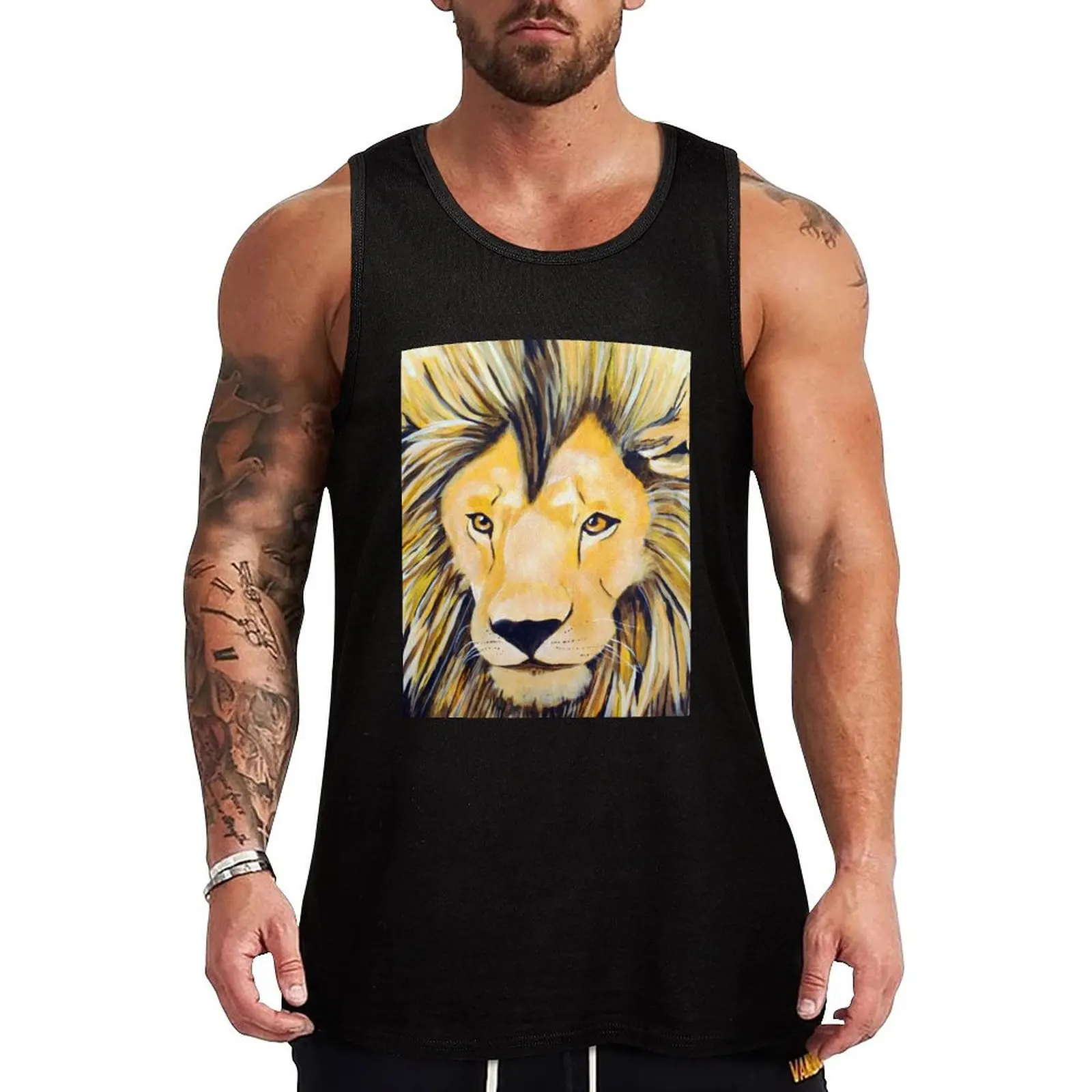 

Lion - Acrylic Painting Tank Top gym clothes for man best selling products sleeveless tshirts for men basketball clothing