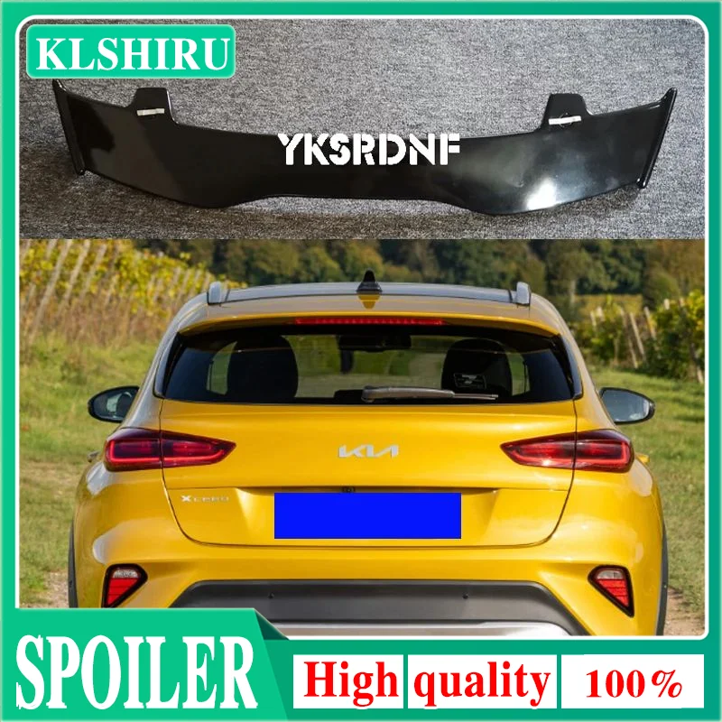 For KIA XCeed 2019 2020 2021 Spoiler ABS Plastic Carbon Fiber Look Hatchback Roof Rear Wing Body Kit Accessories