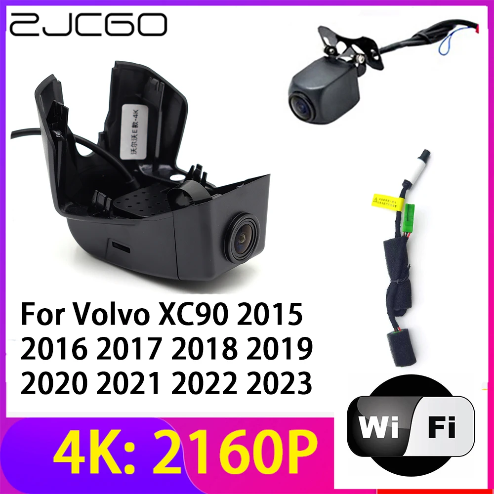 ZJCGO 4K 2160P Dash Cam DVR Camera 2 Lens Recorder Wifi Night Vision for Volvo XC90 2015 2016 2017 2018 2019 2020 2021 2022 2023