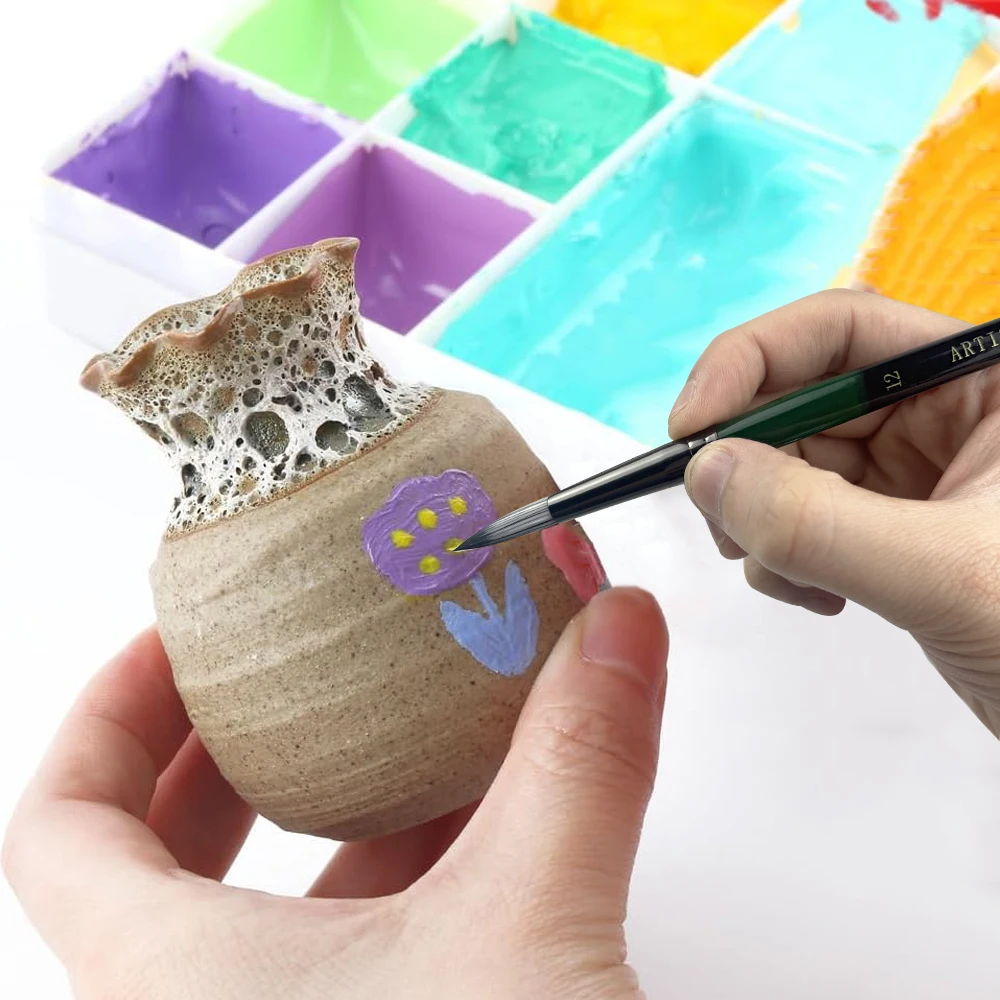 مجموعة فرش طلاء الفنانين الاحترافية من Yutiars - 6/24 قطعة، شعيرات نايلون للألوان المائية والأكريليك والرسم الزيتي والحرف اليدوية وجسم الوجه #5