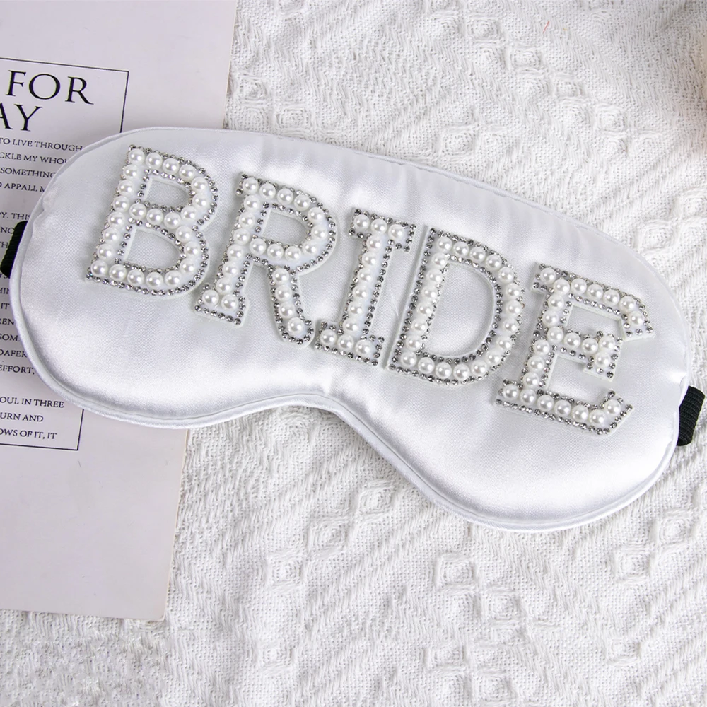 1Pcs Bride Sleep Eye Mask Bridal Gift Silver Pearl Exquisite Eye Cover Bachelorette Party Supplies Wedding Bridal Shower Decor