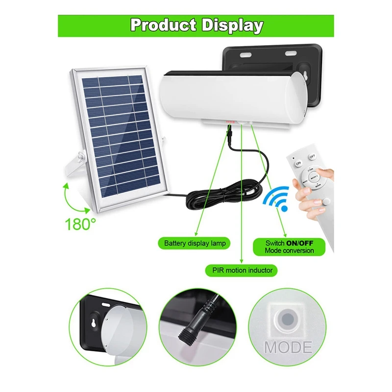 AT51-Lâmpada solar com detector de movimento, luz led interna regulável com cabo de 5m, holofote solar à prova d'água, 3 modelos para garagem