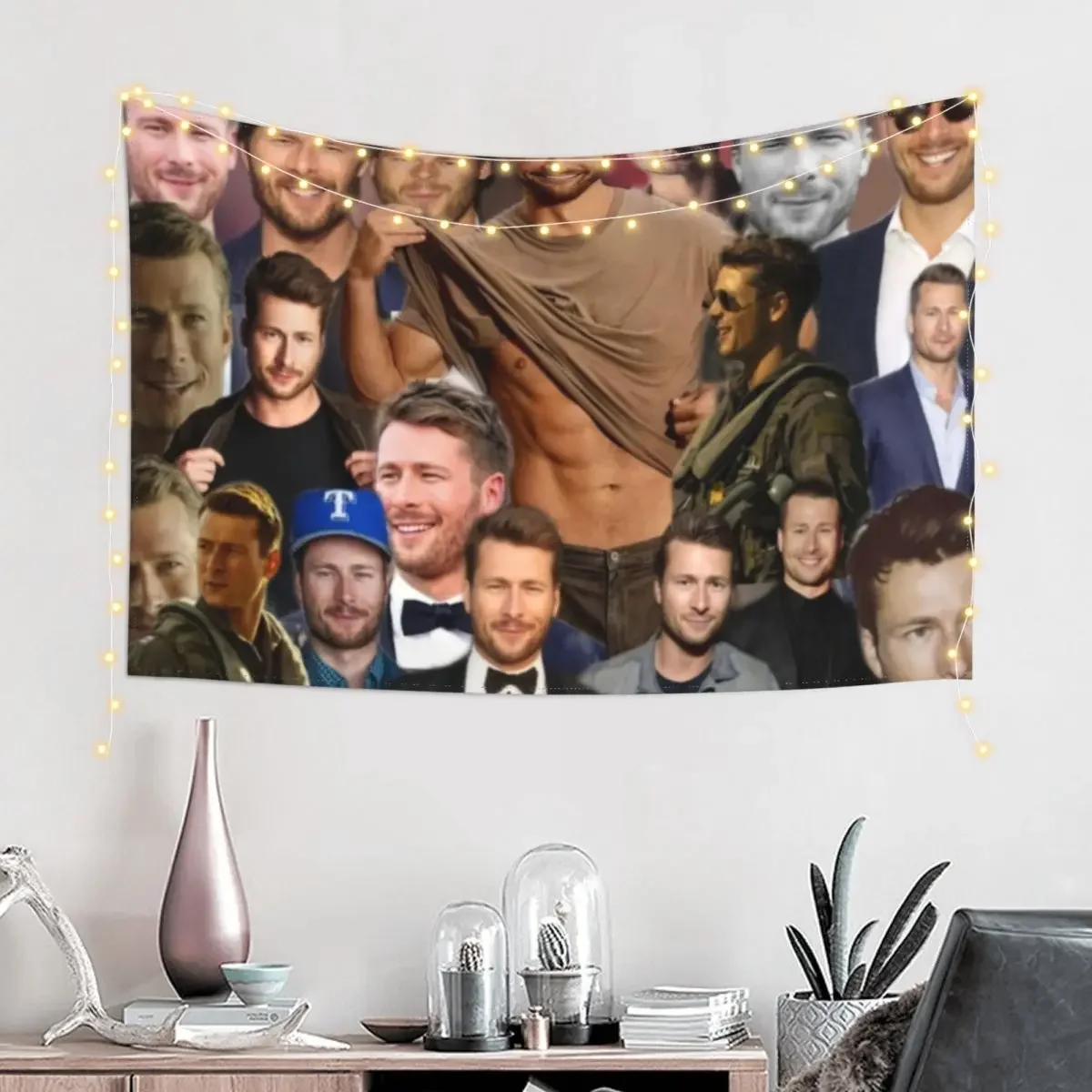 Glen Powell colllage Tapestry For Bedroom Things To The Room Tapestry