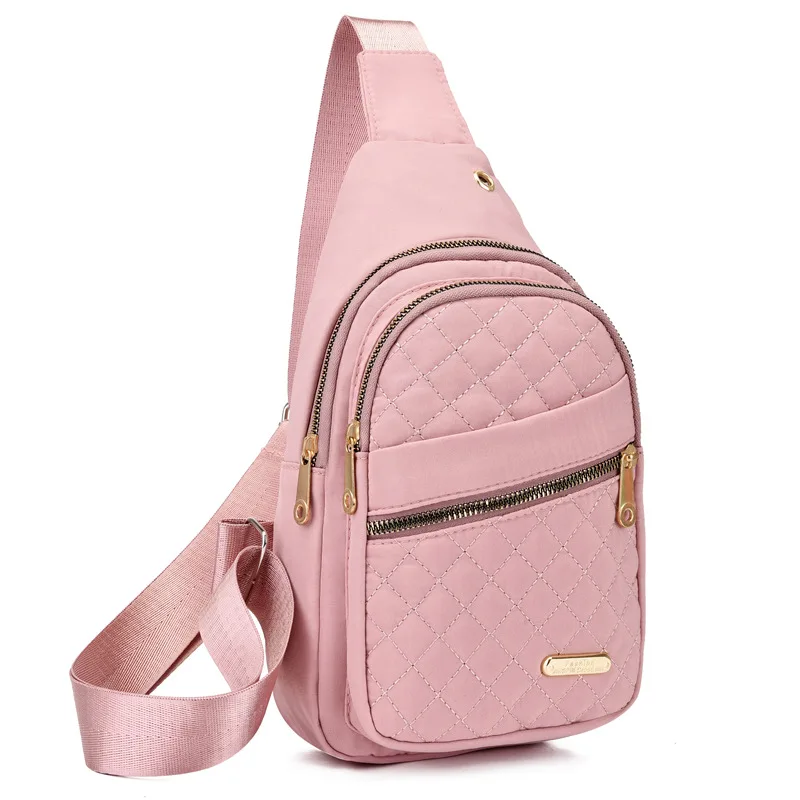 New chest bag for women  Fashionable embroidered diamond grid single shoulder crossbody bag  Large capacity waterproof backpack