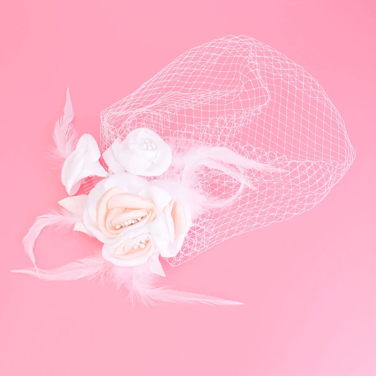 

Flower Veil Bridal Covered Face Short Wedding Mesh Gauze Elegant Comfortable Ladies Hair Accessory Everyday Wear