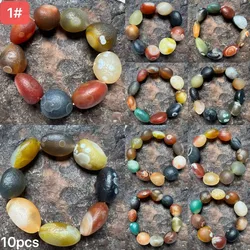 10pcs/lot Natural Gobi Agate Rough Stone Beads Bracelet Multicolored candy color With an eye pattern Cute and rare Men's women's