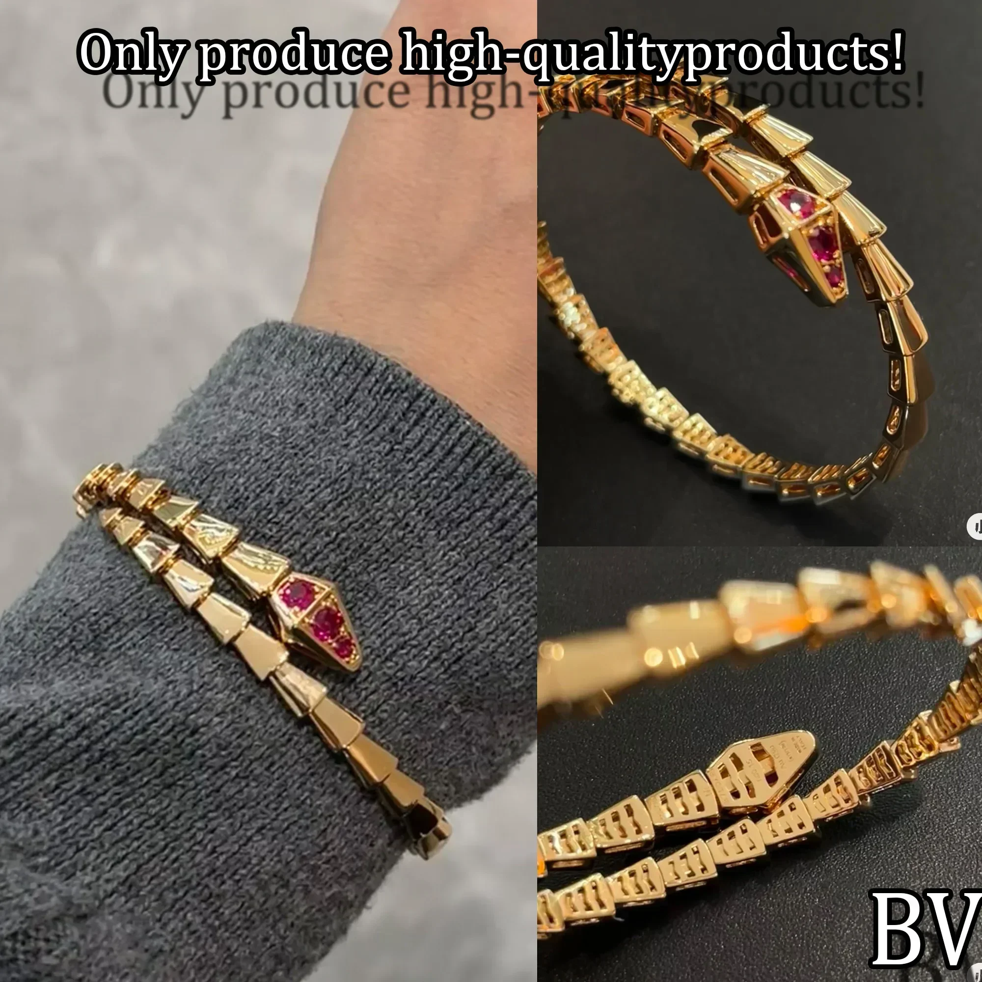 

2025 Pure Silver S925 SERPENTI VIPER Irregular Luxury Diamond Embellished Bracelet, High-end Charm, Fashionable Women Bracelet