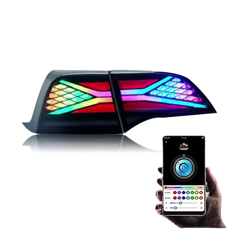 RGB LED Tail Light for Model 3/Y 2018-2023 Dynamic Animation Auto Parts 12V LED Taillights Style RGB